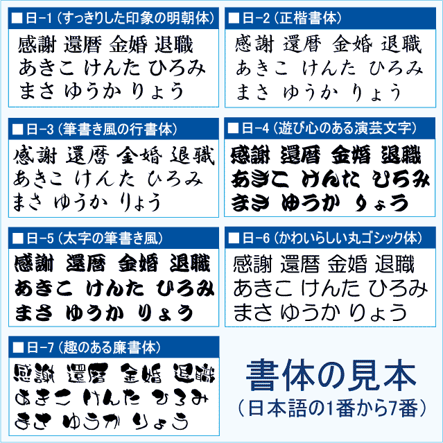 日本語書体の見本一覧