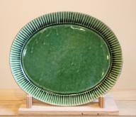鎬 楕円皿　（緑）