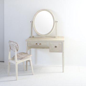ロワール（フレンチシャビー）一面鏡クラシックドレッサー椅子付き