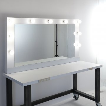 ヘアメイクアップアーティスト プロ仕様女優ミラー（ホワイト）美容室サロンセット面 LEDドレッサー一面鏡