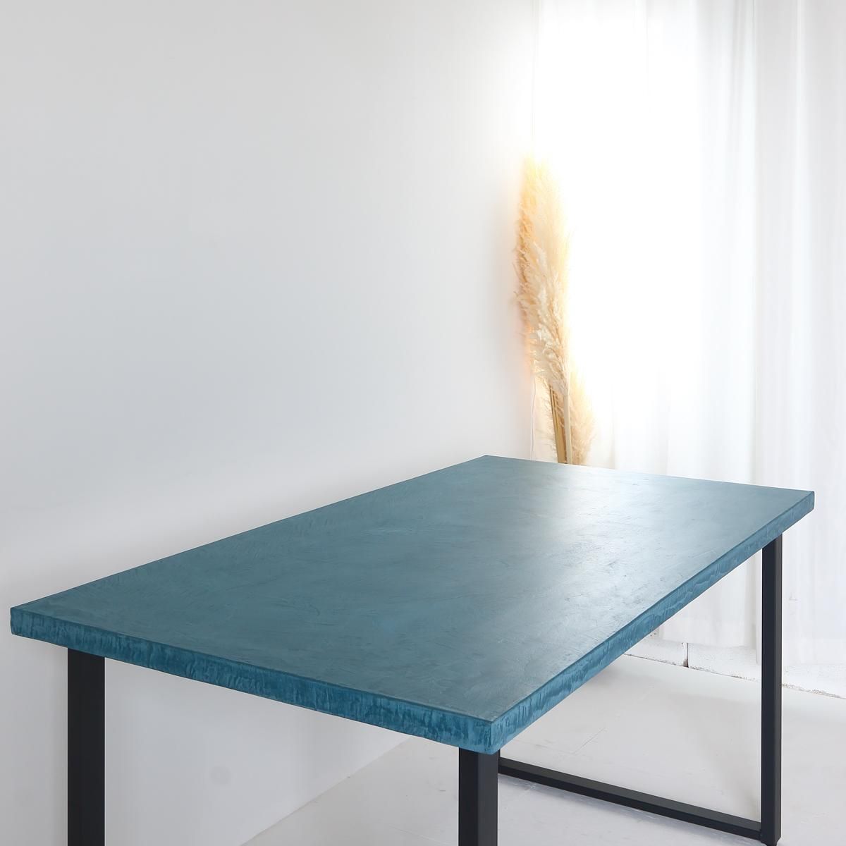 モールテックスダイニングテーブル120×80コーラルブルー色：ブラック