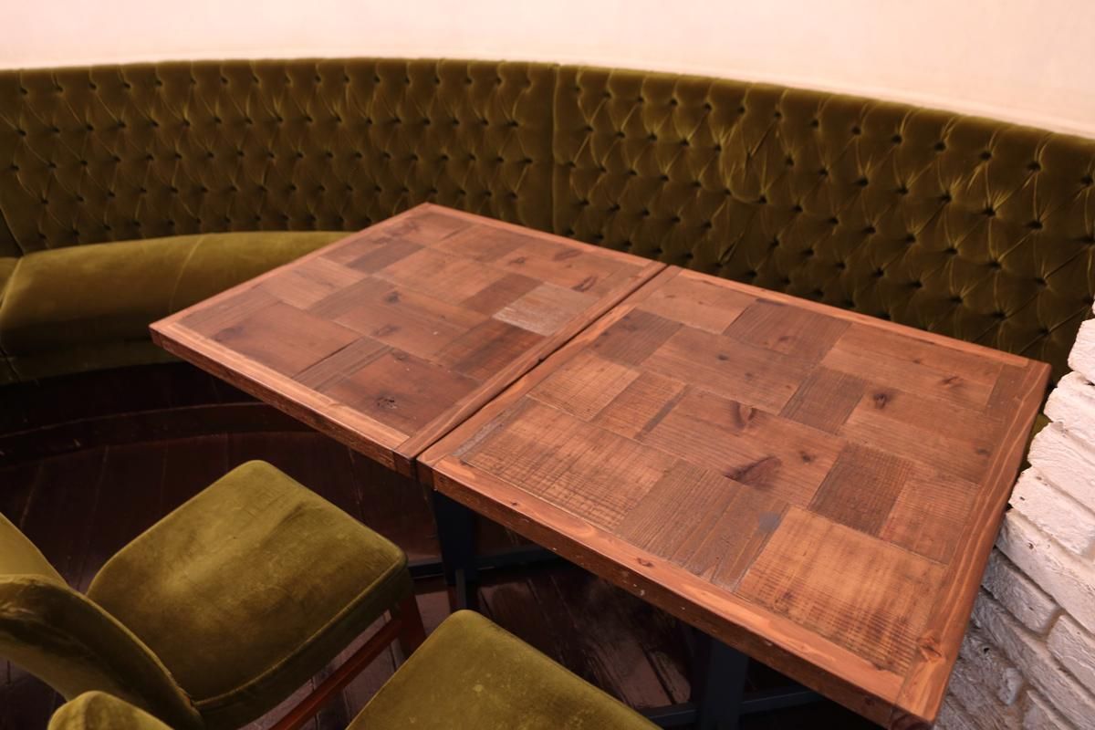 職人家具 古材 中古足場板パッチワークカフェテーブル【設置配送 職人家具 古材 中古足場板パッチワークカフェテーブル【設置配送