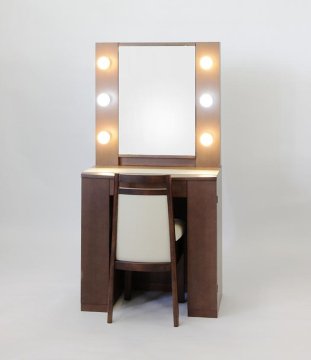 【完売】アイドル女優ミラー（ウォールナット）一面鏡LEDドレッサー椅子付き