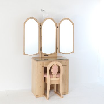【完売】ローレル（アンティークブラウン）本三面鏡アームランプドレッサー椅子付き