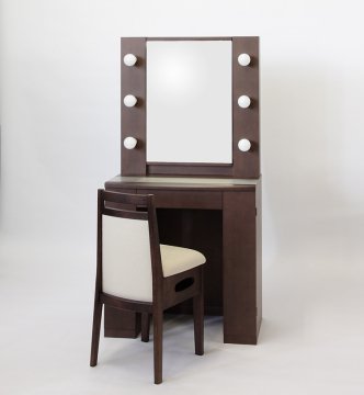 【完売】アイドル女優ミラー（ウェンジ）一面鏡LEDドレッサー椅子付き