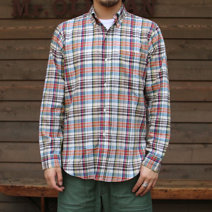 WAREHOUSE ウエアハウス Lot3099 L/S Madras B.D. SHIRTS WITH POCKET