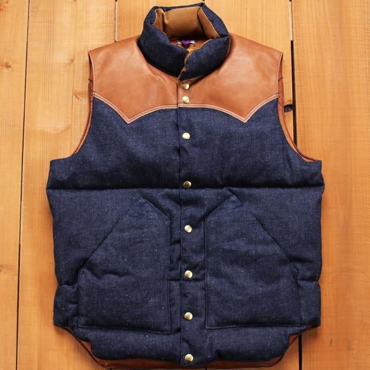 WAREHOUSE ウエアハウス ROCKY MOUNTAIN FEATHERBED ロッキーマウンテン DENIM DOWN VEST  デニムダウンベスト ノンウォッシュ