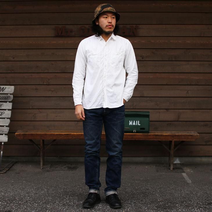 RE ARRIVAL/再入荷 Warehouse サイズ38 シャンブレーシャツ ホワイト トップス
