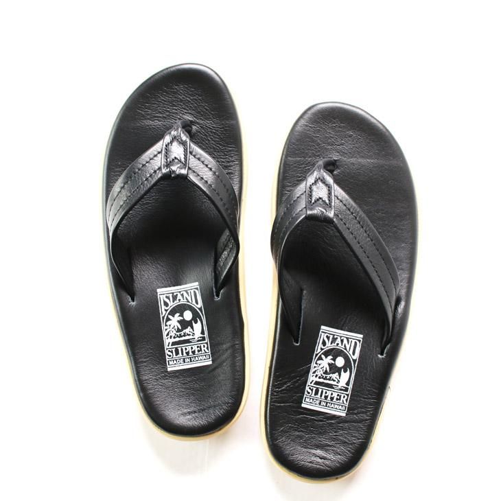 ISLAND SLIPPER アイランドスリッパ PT202 BLACK LEATHER SANDAL