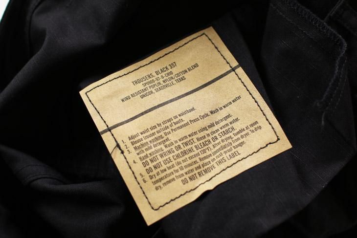 米軍官給品 BDU TROUSERS BLACK 357 トラウザース カーゴパンツ