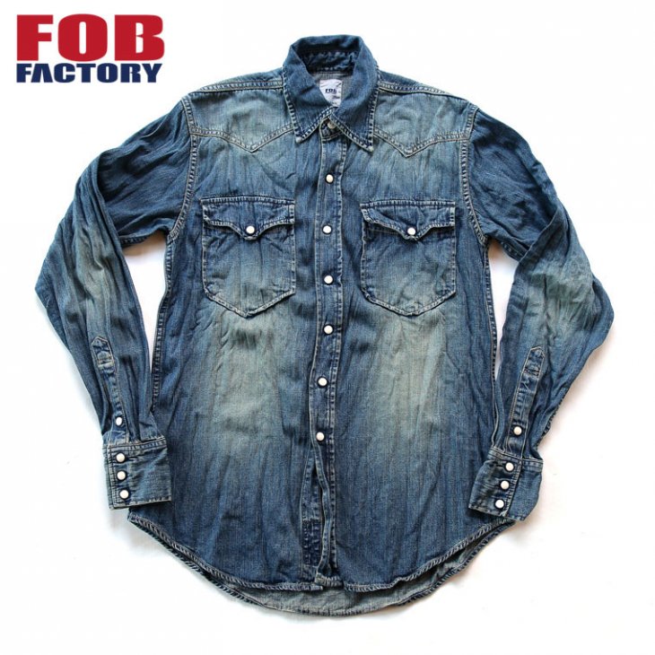 FOB factory エフオービー F3152 DENIM WESTERN SHIRTS デニム