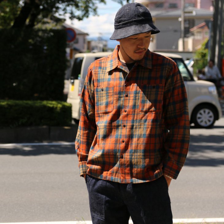 ブルコ BLUCO WORK GARMENT OL-048-017 ヘビーネルシャツ HEAVY NEL SHIRTS オレンジ