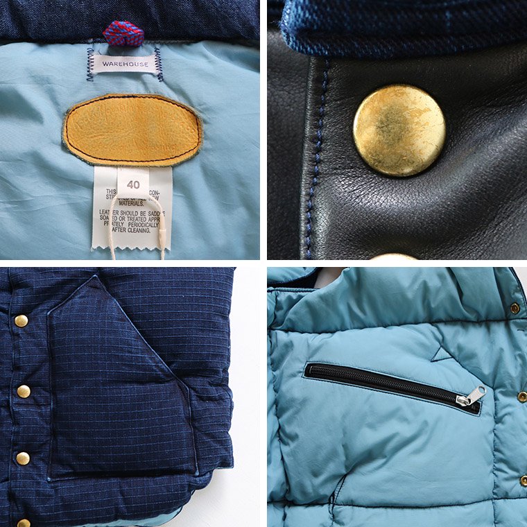 WAREHOUSE ウエアハウス ROCKY MOUNTAIN FEATHERBED ロッキーマウンテン INDIGO RIP STOP DOWN  VEST インディゴリップストップダウンベスト