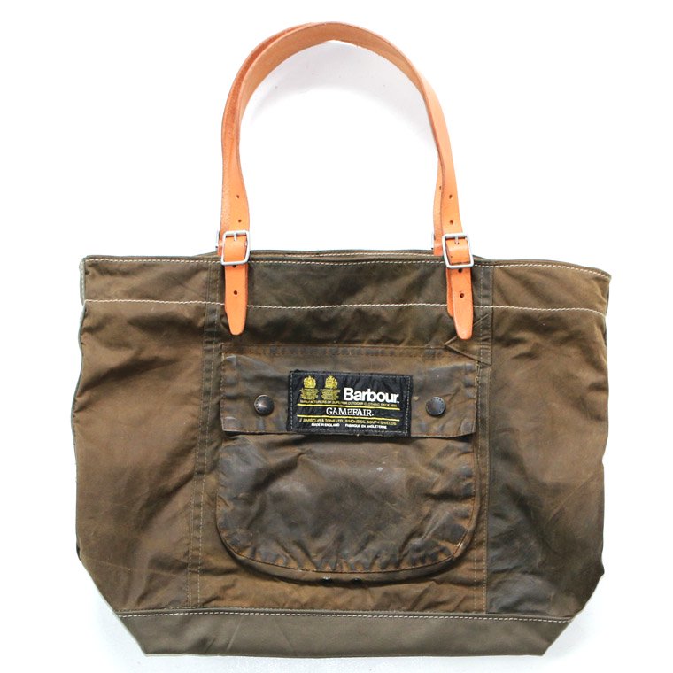 ユーズド YOUSED ヴィンテージバブアー リメイクトートバッグ BARBOUR TOTE BAG オリーブ 01