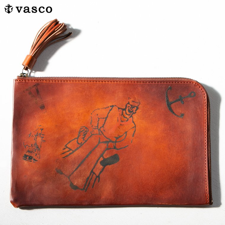 ヴァスコ VASCO ペイントレザーLジップクラッチバッグ PAINT LEATHER L