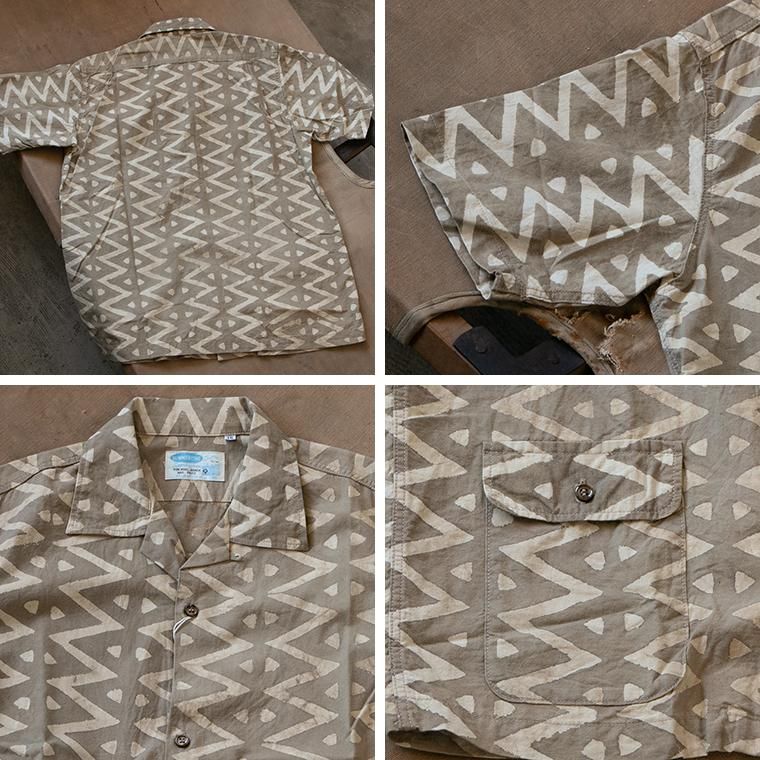 ワーカーズ WORKERS K&T H オープンカラーシャツ ブロックプリント