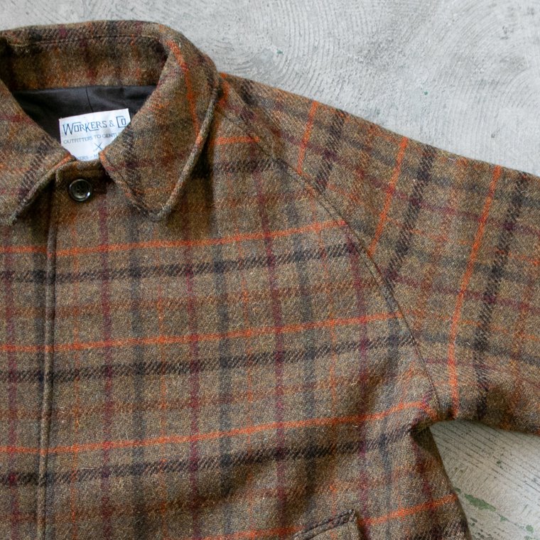 ワーカーズ WORKERS K&T H バルカラーコート Bal Collar Coat ハリスツイード Harris Tweed オリーブプレイド