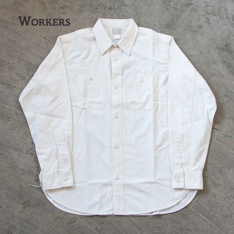 ワーカーズ WORKERS K&T H ワークシャツ Work Shirt, 5オンスホワイト