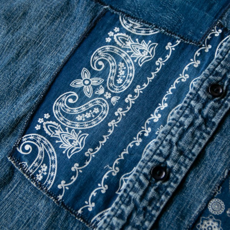 JAPAN BLUE JEANS ペイズリープリントリメイクデニムシャツ - tsm.ac.in