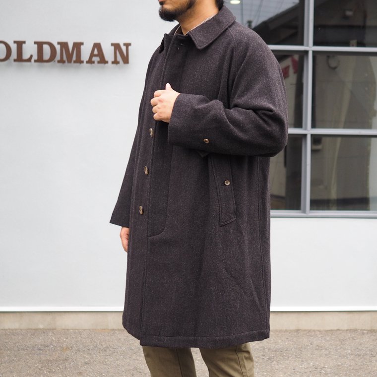 ワーカーズ WORKERS K&T H バルカラーコート Bal Collar Coat, ダークブラウンヘリンボーンツイード Dark Brown  Herringbone Tweed