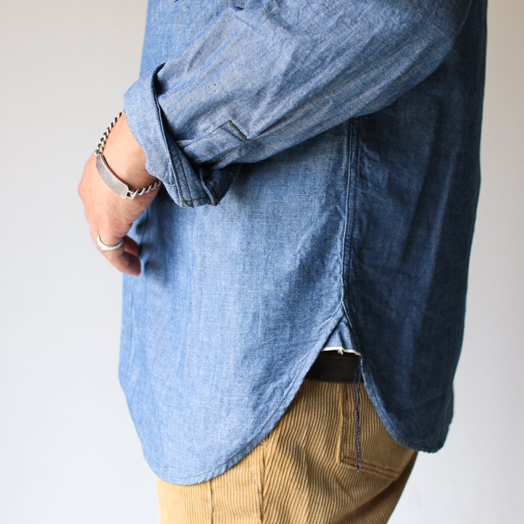 コロナ CORONA CS001 ネイビーワンポケットシャツ NAVY 1POCKET SHIRT ブルーシャンブレー