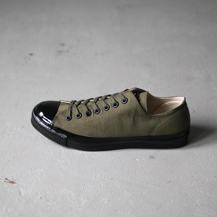 トロフィークロージング TROPHY CLOTHING ミリタリーヘリンボーン スニーカー MILL TRAINERS LOW-TOP  SNEAKERS オリーブ×ブラック