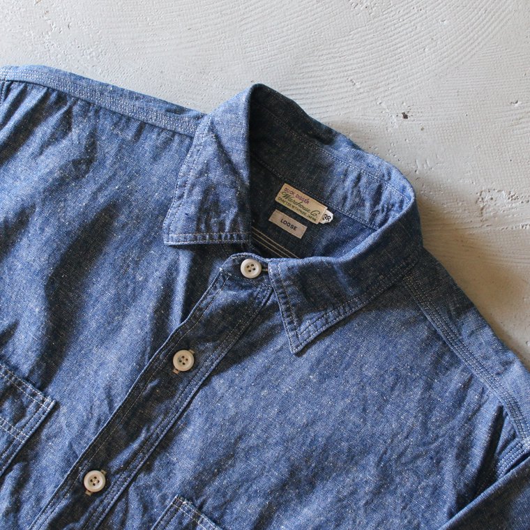 ウエアハウス WAREHOUSE Lot3035 トリプルステッチワークシャツ TRIPLE STITCH WORK SHIRTS ブルー  ワンウォッシュ