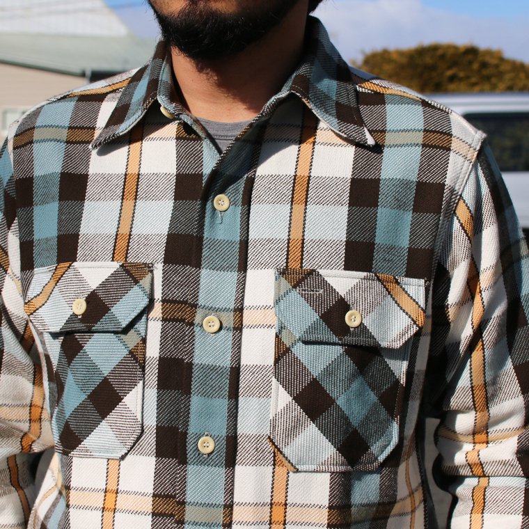 ウエアハウス WAREHOUSE Lot 3104 フランネルシャツ FLANNEL SHIRTS ブルー