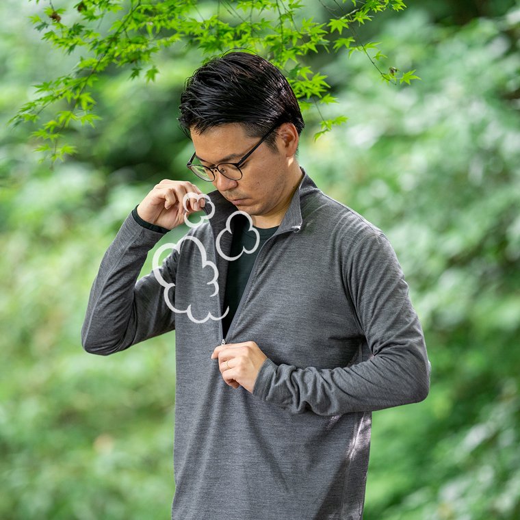 リッジマウンテンギア RIDGE MOUNTAIN GEAR メリノウール ハーフジップスタンドカラー Merino Half Zip Stand  Collar ヘザーチャコール