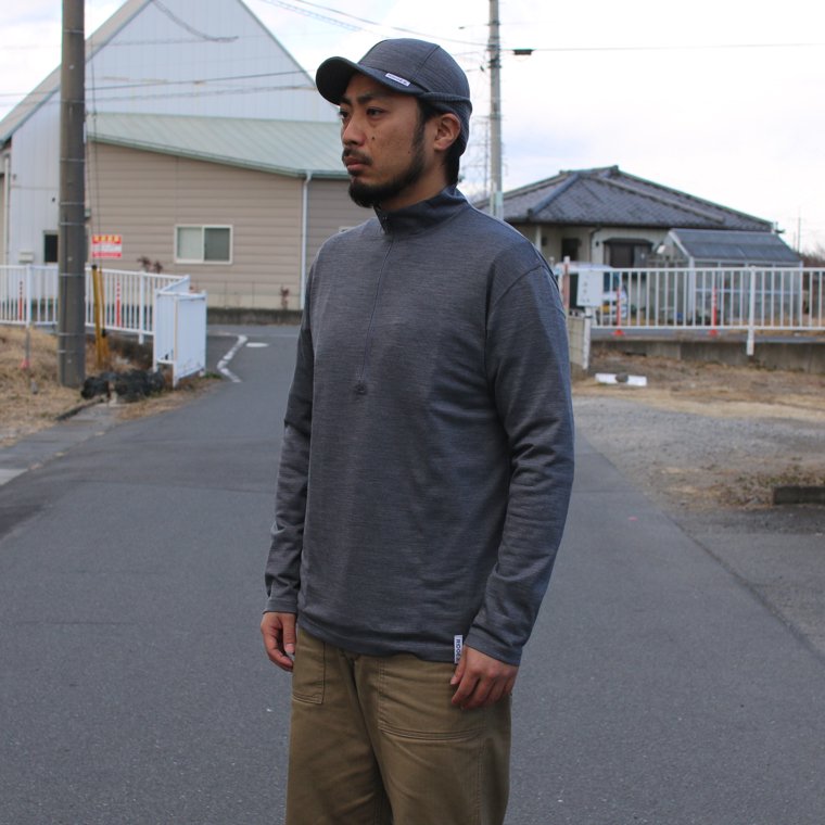 リッジマウンテンギア RIDGE MOUNTAIN GEAR メリノウール ハーフジップスタンドカラー Merino Half Zip Stand  Collar ヘザーチャコール