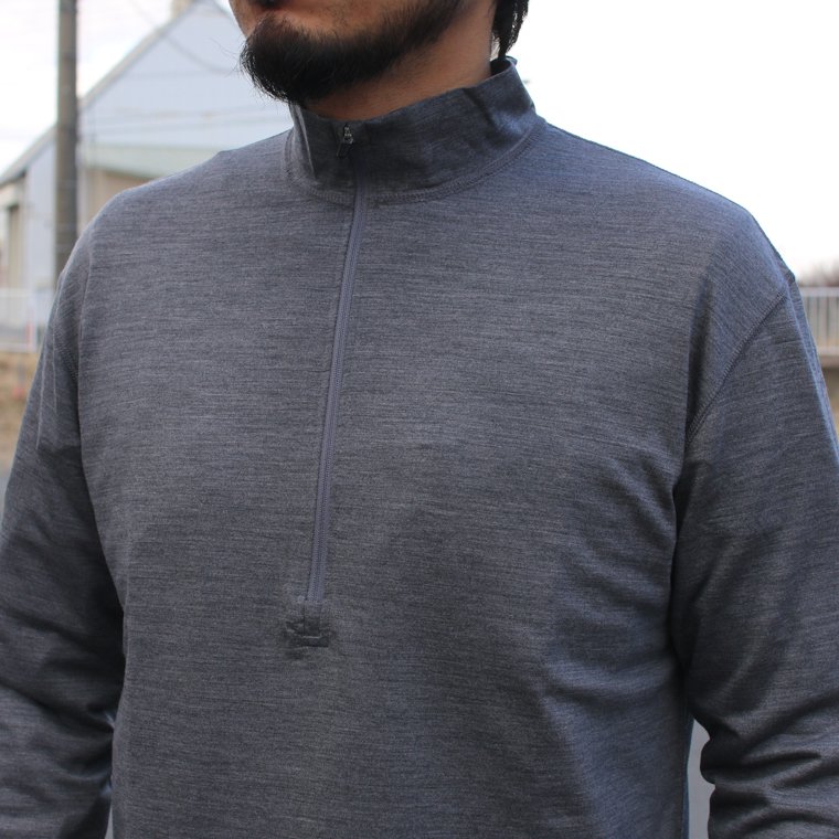 リッジマウンテンギア RIDGE MOUNTAIN GEAR メリノウール ハーフジップスタンドカラー Merino Half Zip Stand  Collar ヘザーチャコール