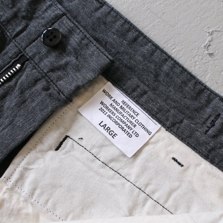 ワーカーズ WORKERS K&T H ファティーグトラウザー FWP Trousers, ブラックシャンブレー Black Chambray