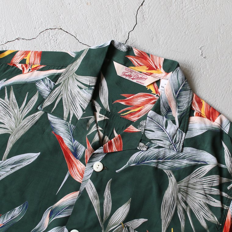 トロフィークロージング TROPHY CLOTHING ハワイアンシャツ アロハシャツ DUKE HAWAIIAN L/S SHIRT グリーン