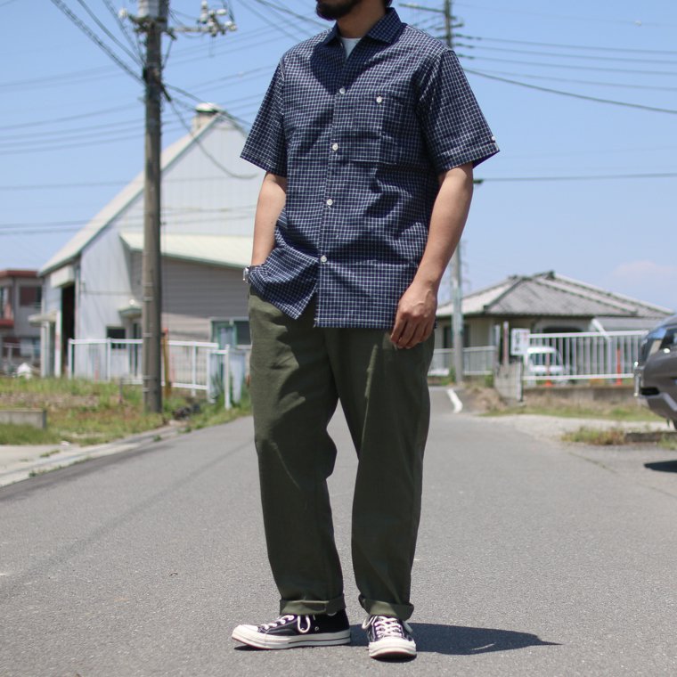 ウエアハウス WAREHOUSE Lot3091 半袖オープンカラーシャツ S/S OPEN COLLAR SHIRTS インディゴベースチェック