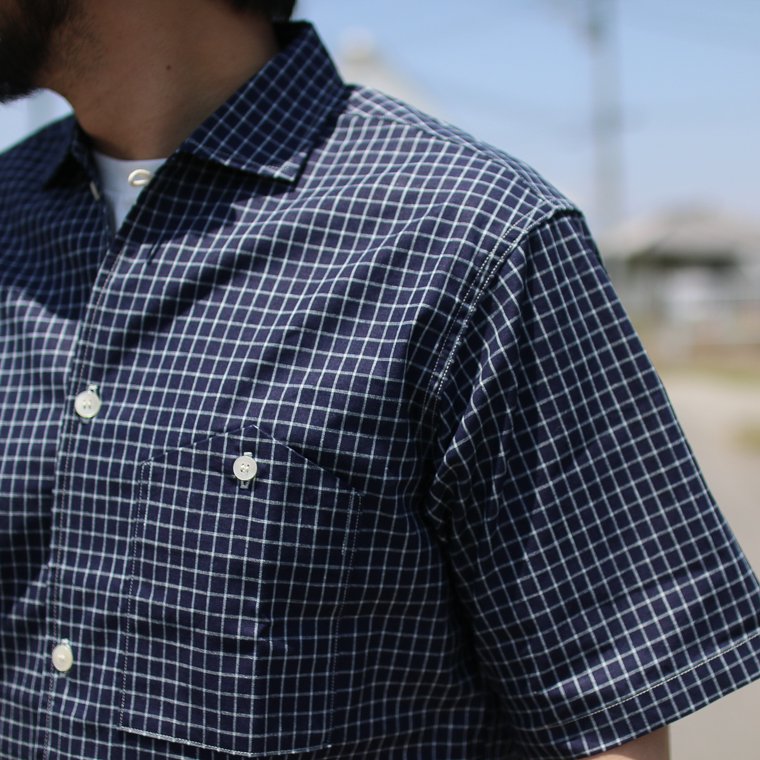 ウエアハウス WAREHOUSE Lot3091 半袖オープンカラーシャツ S/S OPEN COLLAR SHIRTS インディゴベースチェック