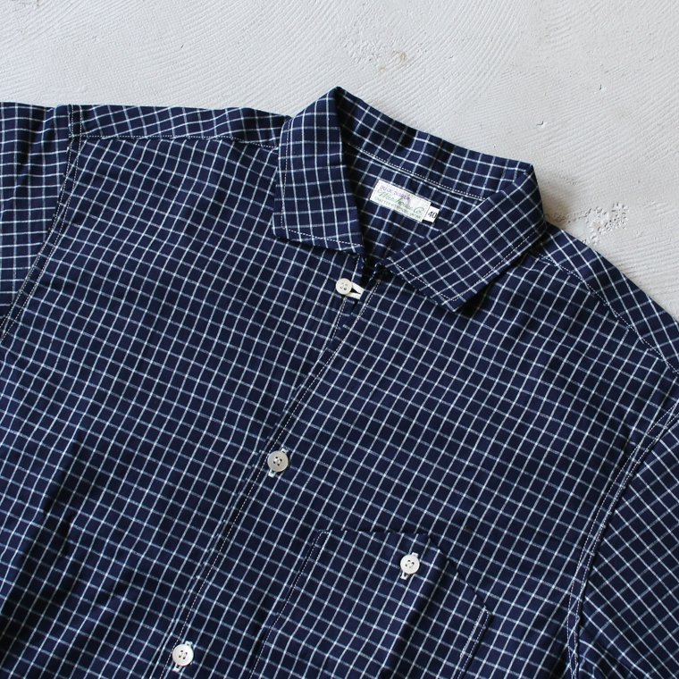 ウエアハウス WAREHOUSE Lot3091 半袖オープンカラーシャツ S/S OPEN COLLAR SHIRTS インディゴベースチェック