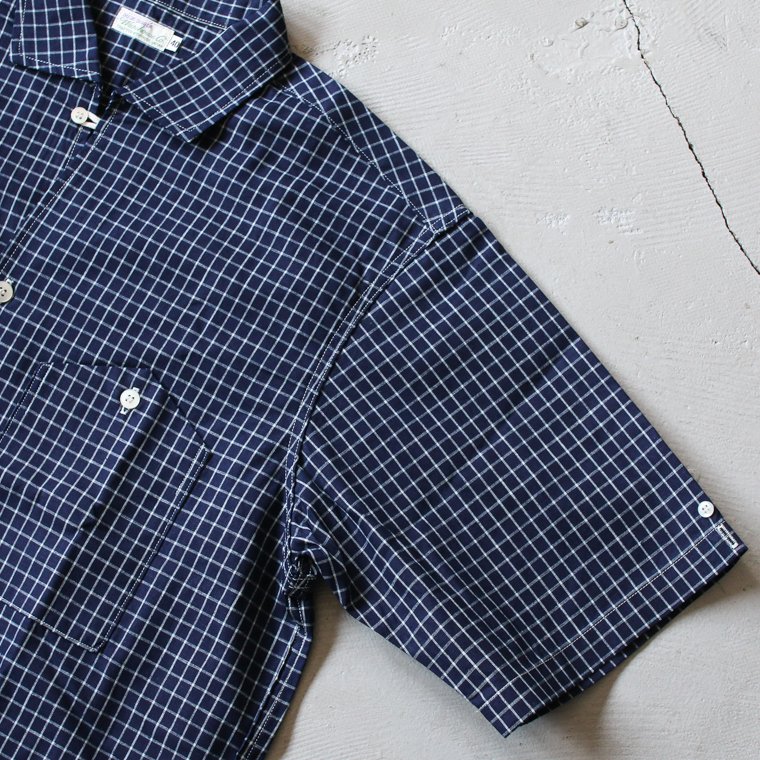 ウエアハウス WAREHOUSE Lot3091 半袖オープンカラーシャツ S/S OPEN COLLAR SHIRTS インディゴベースチェック