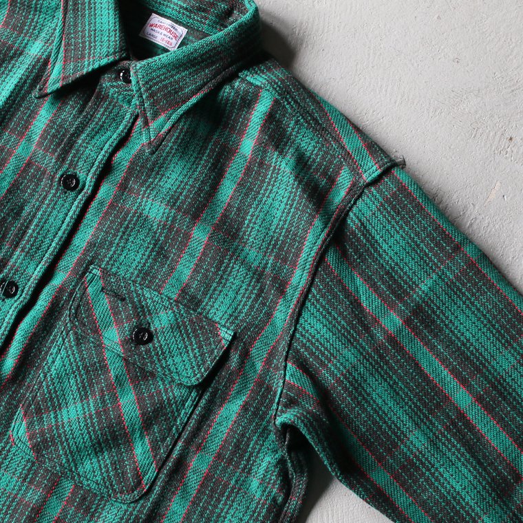 ウエアハウス WAREHOUSE Lot 3104 フランネルシャツ FLANNEL SHIRTS C柄 グリーン