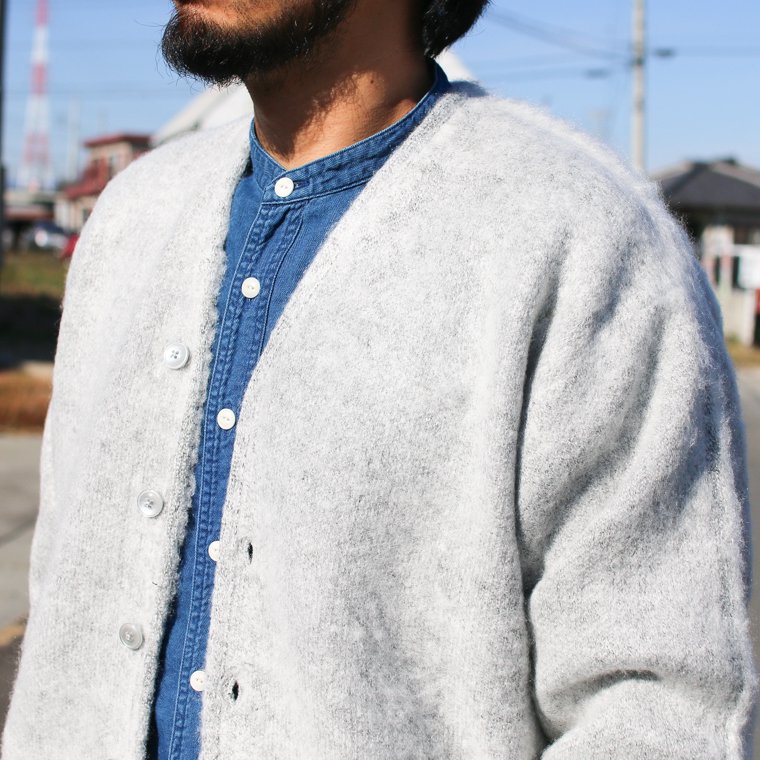 タウンクラフト TOWNCRAFT カーディガン SOLID JACQUARD 70S CARDIGAN グレー