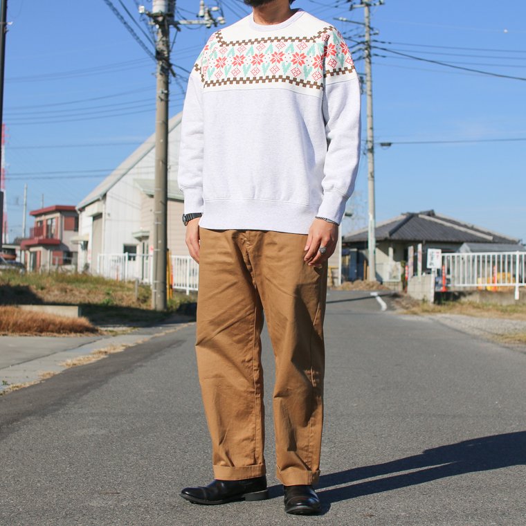 タウンクラフト TOWNCRAFT 雪柄スウェット SNOW PRINTED SWEAT グレー