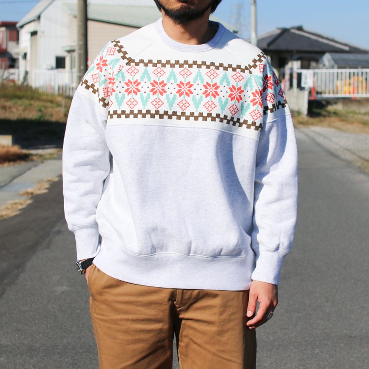 タウンクラフト TOWNCRAFT 雪柄スウェット SNOW PRINTED SWEAT グレー