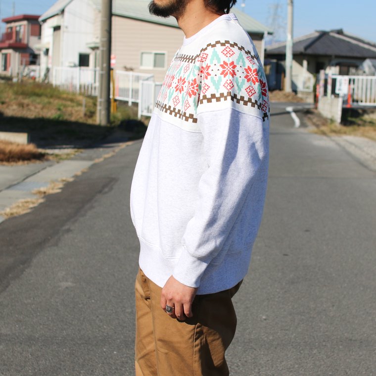 タウンクラフト TOWNCRAFT 雪柄スウェット SNOW PRINTED SWEAT グレー