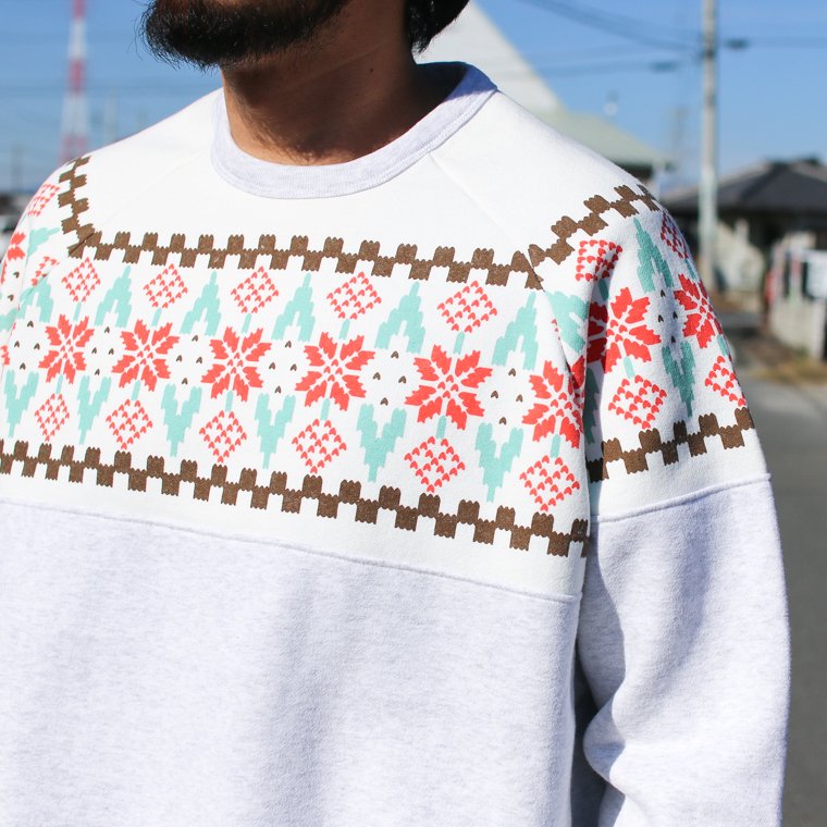 タウンクラフト TOWNCRAFT 雪柄スウェット SNOW PRINTED SWEAT グレー