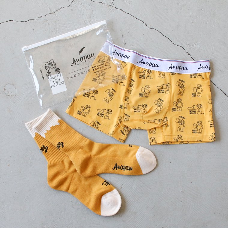 anapau & ROSTER SOCKS アナパウ＆ロスターソックス BEER LOVER イエロー