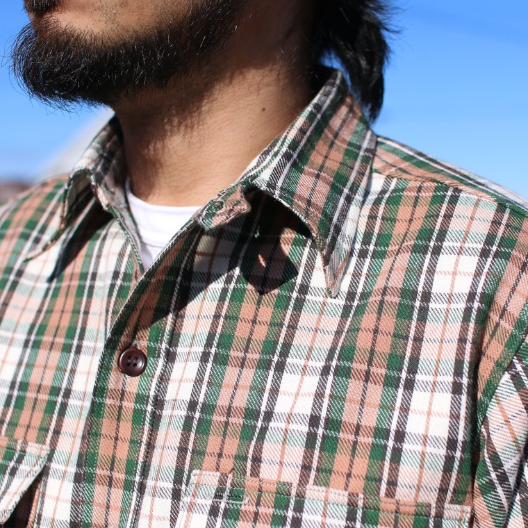 ウエアハウス WAREHOUSE Lot 3022 フランネルシャツ チンストラップ FLANNEL SHIRTS CHIN STRAP サーモン