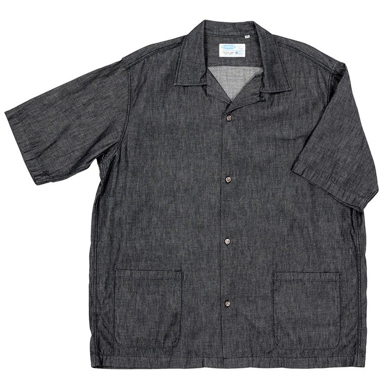 ワーカーズ WORKERS K&T H オープンカラーシャツ Open Collar Shirt, 6 oz Black Denim