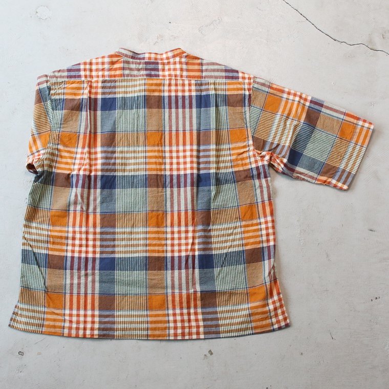 ワーカーズ WORKERS K&T H バンドカラーシャツ Band Collar Short Sleeve, Madras