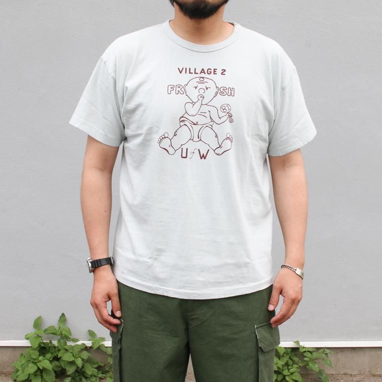 ウエアハウス WAREHOUSE Lot 4064 VILLAGE 2ndhand セコハン プリントT ダブルワークス Tシャツ ウエアハウス WAREHOUSE サイズS すみ黒