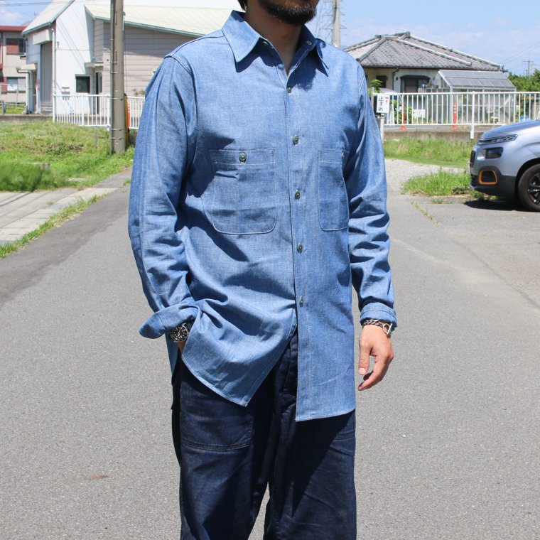 WAREHOUSE WAREHOUSE Lot 3044 USN CHAMBRAY SHIRTS [PRINT] / ウェア