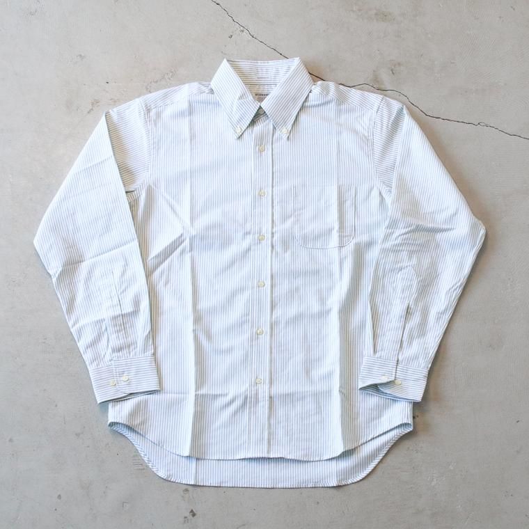 ワーカーズ WORKERS K&T H モディファイボタンダウン Modified BD, American Sea Island Cotton  OX, Green Stripe